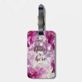 ピンクの花葉のカスタムラベル ラゲッジタグ (裏面縦)