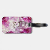 ピンクの花葉のカスタムラベル ラゲッジタグ (裏面横)