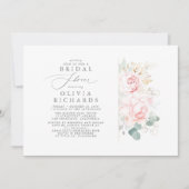 ピンクの花葉金ゴールドブライダルシャワー 招待状 (正面)