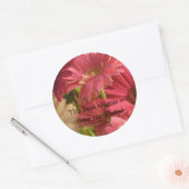 ピンクの花蔵書票 ラウンドシール (封筒)
