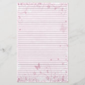 ピンクの花蝶が並んだ文房具紙 便箋 (正面)