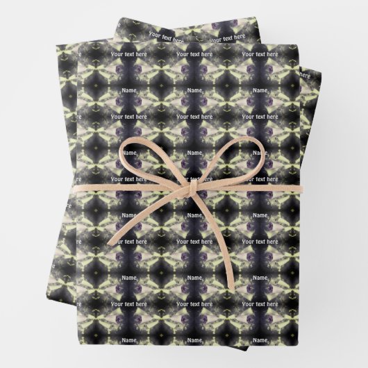 ピンクの花袋花の白黒パーソナライズされた ラッピングペーパーシート (インサイチュ)