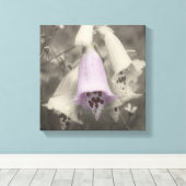 ピンクの花袋花の黒と白の部分色 キャンバスプリント (インサイチュ (ウッドフロア))