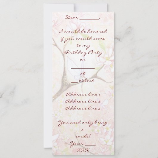 ピンクの花見 招待状 (裏面)