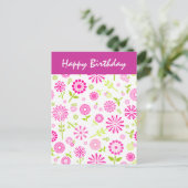 ピンクの花誕生日葉書 ポストカード (スタンド正面)