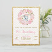 ピンクの花象のベビーシャワーの招待状の女の子 招待状 (スタンド正面)