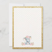 ピンクの花象のベビーシャワーの招待状の女の子 招待状 (裏面)