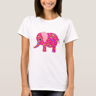 ピンクの花象の服装 Tシャツ