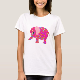 ピンクの花象の服装 Tシャツ