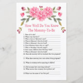 ピンクの花赤ちゃんシャワーのゲームをどれくらい知っているか (正面)