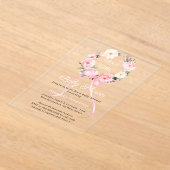ピンクの花輪とリボンの女の子のための贅沢なベビーシャワー アクリル招待状 (レイダウン)