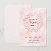 ピンクの花輪の結婚式 セーブザデート (正面/裏面)