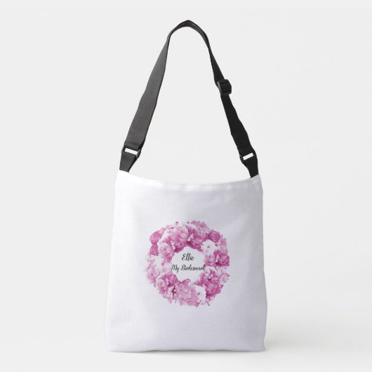 ピンクの花輪の花嫁maidトートバッグ クロスボディバッグ (正面)
