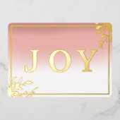 ピンクの花輪 おしゃれなクリスマス カスタム写真 箔シーズンカード (正面)