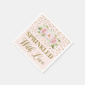 ピンクの花金ゴールドに愛を振りかけたもの スタンダードカクテルナプキン (角)