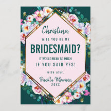 ピンクの花金ゴールドトリムエメラルドジェードブライドメイド