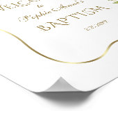 ピンクの花金ゴールドフレームバプティスウェルカムサイン ポスター (角)