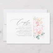 ピンクの花金ゴールド緑のカップルのシャワー 招待状 (正面)