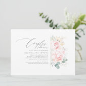 ピンクの花金ゴールド緑のカップルのシャワー 招待状 (スタンド正面)