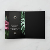 ピンクの花金ゴールド葉グリッター誕生日パーティー 招待状 (内部)