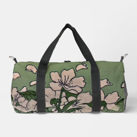ピンクの花開くカスケード ダッフルバッグ (正面)