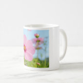 ピンクの花開花マグ コーヒーマグカップ (正面右)