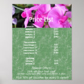 ピンクの花霊気禅サービスの価格表 ポスター (正面)