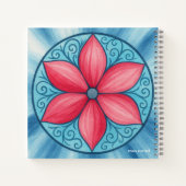 ピンクの花青の背景 ノートブック (裏面)