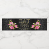 ピンクの花食べ- 、飲み物とビー（テキストを追加） ペットボトルラベル (シングルラベル)