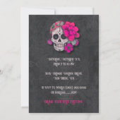 ピンクの花飾りドクロ デ・ロス・ムエルトス ハロウィン 招待状 (裏面)