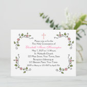 ピンクの花飾り付き宗教用 招待状 (スタンド正面)