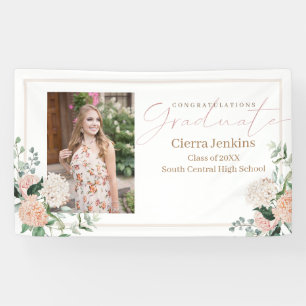 ピンクの花1枚の写真書道の卒業 横断幕