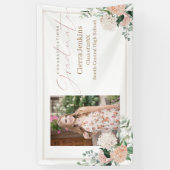 ピンクの花1枚の写真書道の卒業 横断幕 (縦)