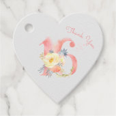 ピンクの花16 16誕生日ありがとう フェイバータグ (正面)