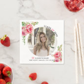 ピンクの花2022年クラス卒業写真 スタンダードカクテルナプキン (インサイチュ)