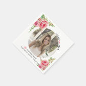 ピンクの花2022年クラス卒業写真 スタンダードカクテルナプキン (角)