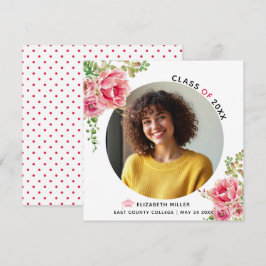 ピンクの花2025年クラス卒業写真 案内状