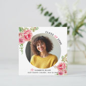 ピンクの花2025年クラス卒業写真 案内状 (スタンド正面)