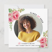 ピンクの花2025年クラス卒業写真 案内状 (正面)