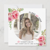 ピンクの花2025年クラス卒業写真 案内状 (正面)