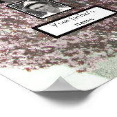 ピンクの花3世代フォトファミリーツリー ポスター (角)