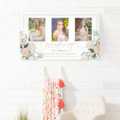 ピンクの花3枚の写真書道の卒業 横断幕 (インサイチュ)