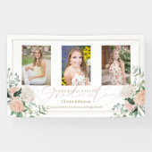 ピンクの花3枚の写真書道の卒業 横断幕 (横)