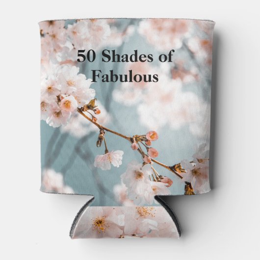 ピンクの花50の色合い 缶クーラー (正面)