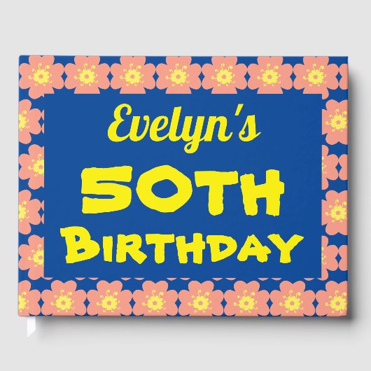 ピンクの花50th誕生日パーティー ゲストブック (正面)