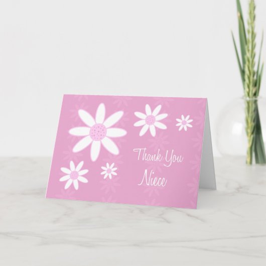 ピンクの花 お姪さん 感謝の気持ち 花の少女のカード サンキューカード (正面)