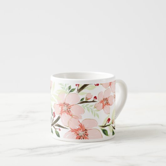 ピンクの花 エスプレッソカップ (正面右)