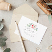 ピンクの花 エレガント ブライダルシャワー サンクス サンキューカード