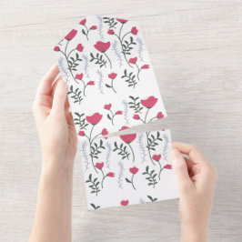 ピンクの花 オールインワン招待状