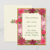 ピンクの花 カスタム レセプション カード (正面/裏面)